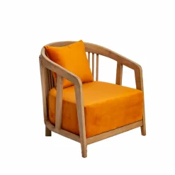Fauteuil<Made in Meubles Fauteuil en bois de manguier et velours Térence