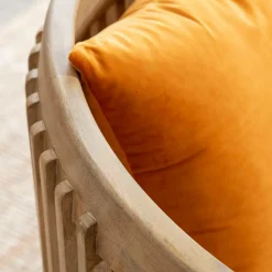 Fauteuil<Made in Meubles Fauteuil en bois de manguier et velours Térence