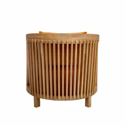 Fauteuil<Made in Meubles Fauteuil en bois de manguier et velours Térence