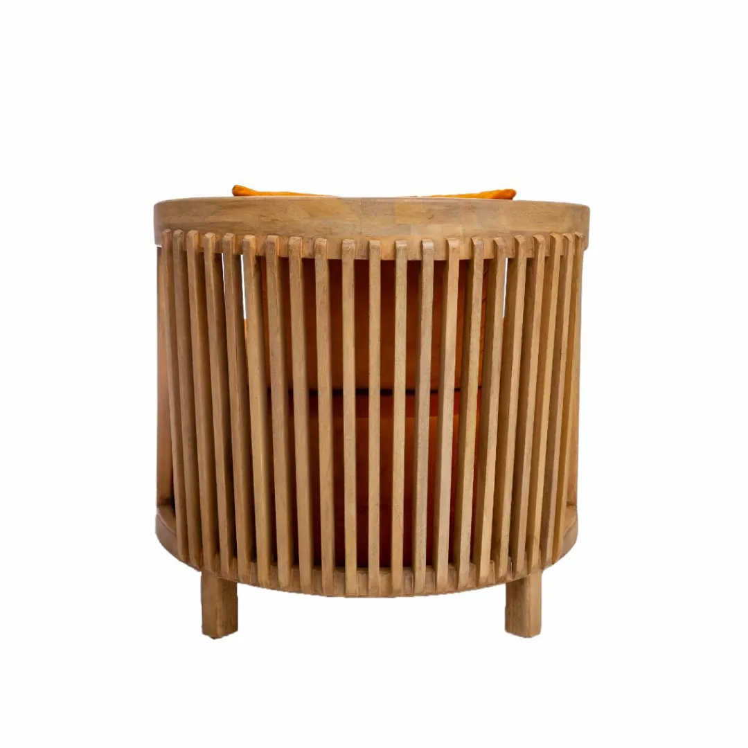 Fauteuil<Made in Meubles Fauteuil en bois de manguier et velours Térence