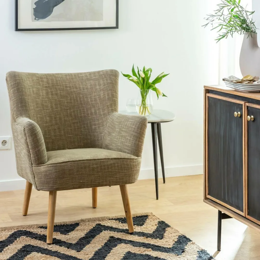 Fauteuil<Made in Meubles Fauteuil en coton kaki Castille