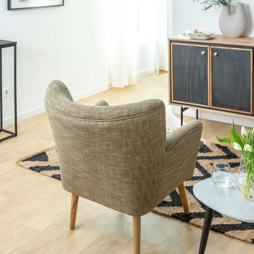 Fauteuil<Made in Meubles Fauteuil en coton kaki Castille