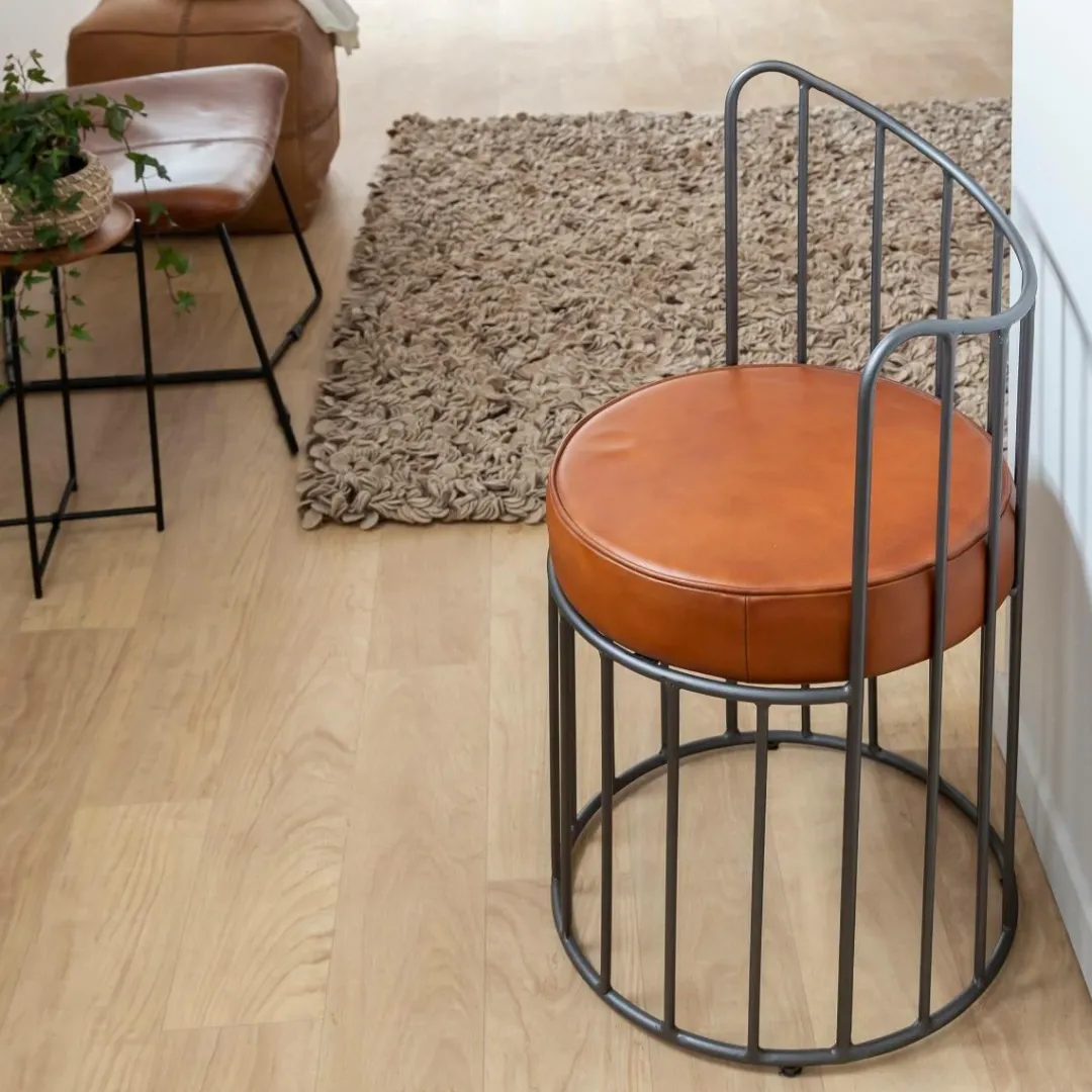 Fauteuil<Made in Meubles Fauteuil en cuir et métal marron Aly