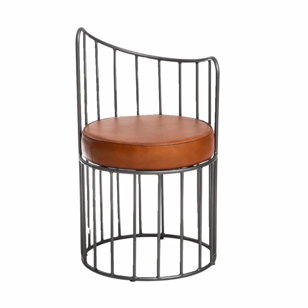 Fauteuil<Made in Meubles Fauteuil en cuir et métal marron Aly