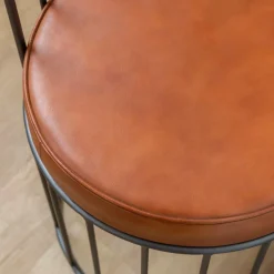 Fauteuil<Made in Meubles Fauteuil en cuir et métal marron Aly