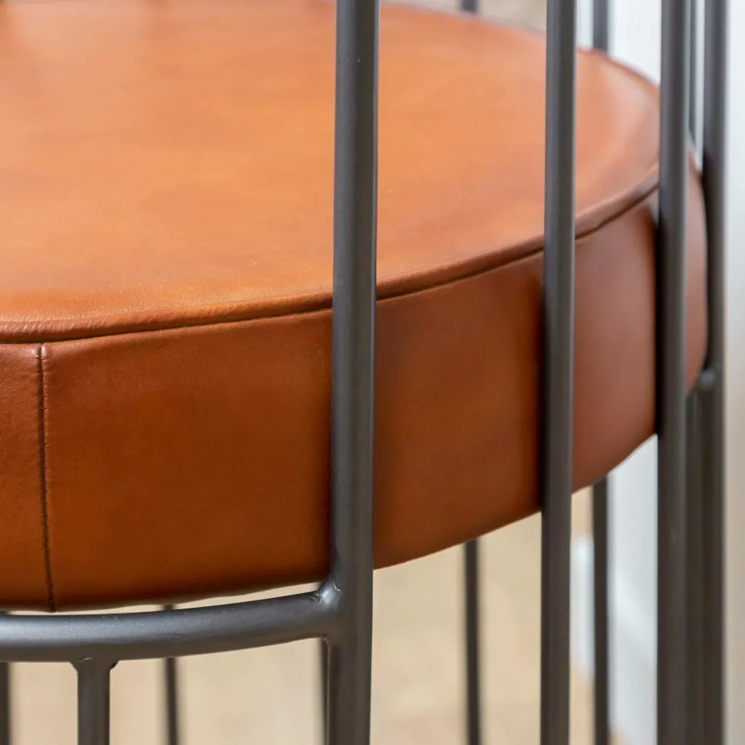 Fauteuil<Made in Meubles Fauteuil en cuir et métal marron Aly