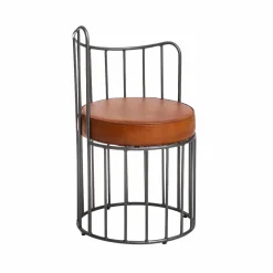 Fauteuil<Made in Meubles Fauteuil en cuir et métal marron Aly