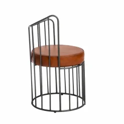 Fauteuil<Made in Meubles Fauteuil en cuir et métal marron Aly