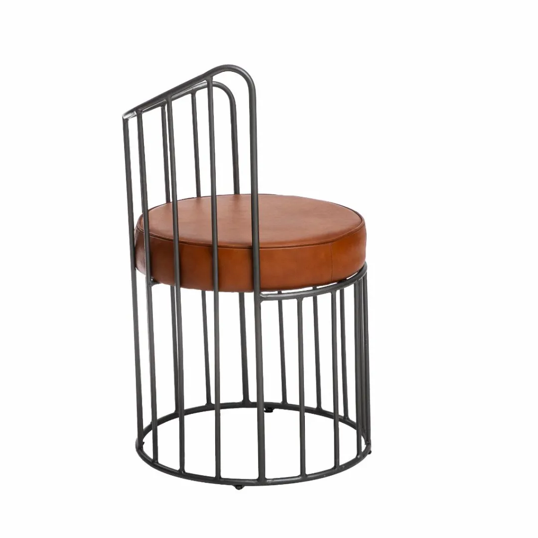 Fauteuil<Made in Meubles Fauteuil en cuir et métal marron Aly