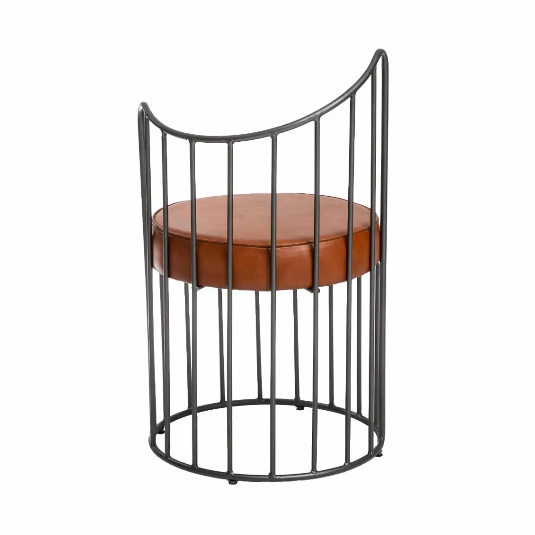 Fauteuil<Made in Meubles Fauteuil en cuir et métal marron Aly