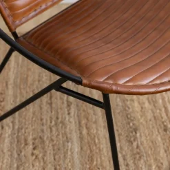 Fauteuil<Made in Meubles Fauteuil en cuir marron et métal Jaya