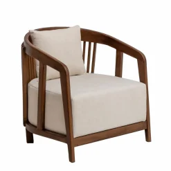 Fauteuil<Made in Meubles Fauteuil en manguier et en velours Térence