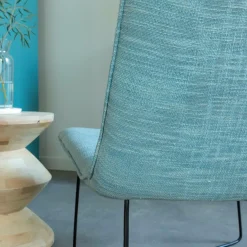 Fauteuil<Made in Meubles Fauteuil en tissu bleu et métal Isaure