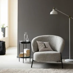 Fauteuil<Made in Meubles Fauteuil en tissu bouclette gris Aaron