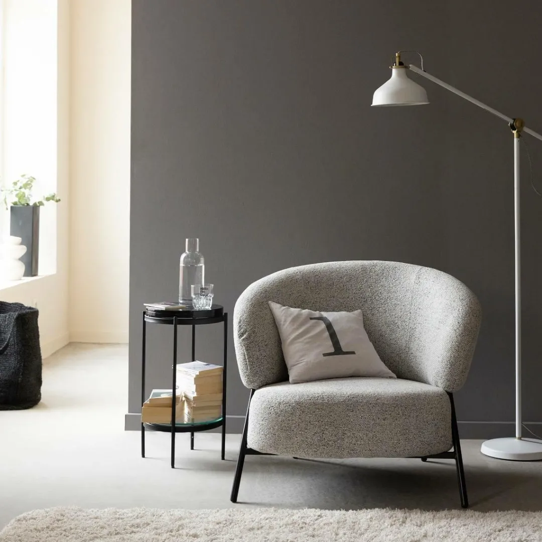 Fauteuil<Made in Meubles Fauteuil en tissu bouclette gris Aaron