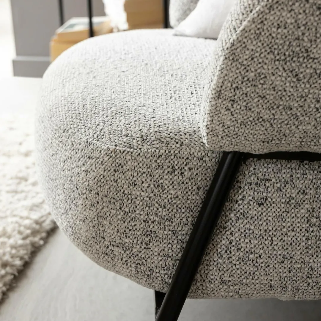 Fauteuil<Made in Meubles Fauteuil en tissu bouclette gris Aaron