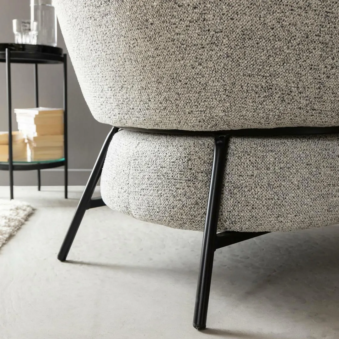 Fauteuil<Made in Meubles Fauteuil en tissu bouclette gris Aaron