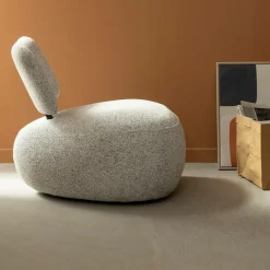 Fauteuil<Made in Meubles Fauteuil en tissu bouclette avec dossier gris Teresia