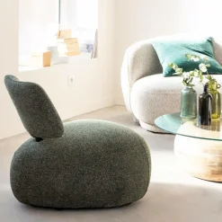 Fauteuil<Made in Meubles Fauteuil en tissu bouclette avec dossier vert Teresia