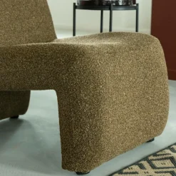 Fauteuil<Made in Meubles Fauteuil en tissu bouclette marron Ludovic