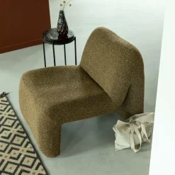 Fauteuil<Made in Meubles Fauteuil en tissu bouclette marron Ludovic