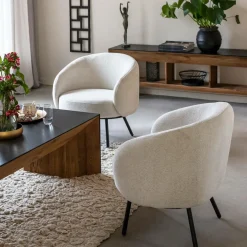 Fauteuil<Made in Meubles Fauteuil en tissu bouclette confort Orenzo