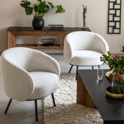 Fauteuil<Made in Meubles Fauteuil en tissu bouclette confort Orenzo