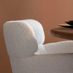 Chaise<Made in Meubles Fauteuil en tissu bouclette blanc Valentin (lot de 2)