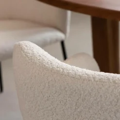 Chaise<Made in Meubles Fauteuil en tissu bouclette blanc Valentin (lot de 2)