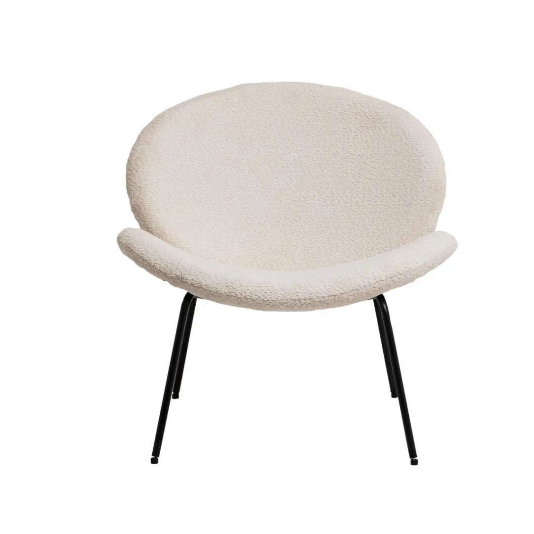 Fauteuil<Made in Meubles Fauteuil en tissu bouclette blanc Dorian