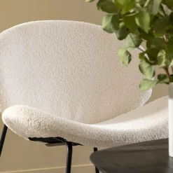 Fauteuil<Made in Meubles Fauteuil en tissu bouclette blanc Dorian