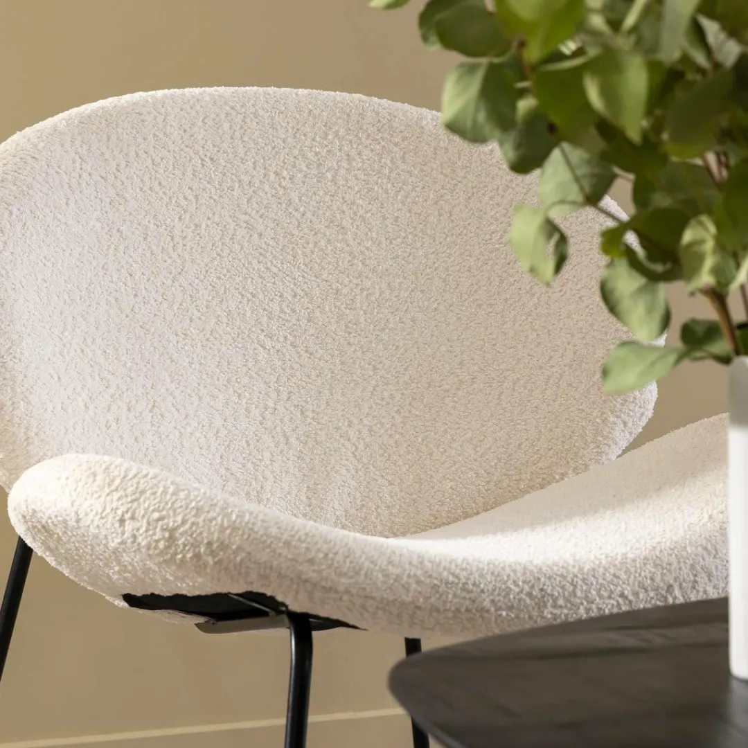 Fauteuil<Made in Meubles Fauteuil en tissu bouclette blanc Dorian