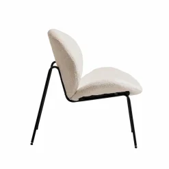 Fauteuil<Made in Meubles Fauteuil en tissu bouclette blanc Dorian