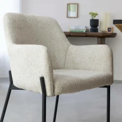 Chaise<Made in Meubles Fauteuil en tissu écru Aëlys (lot de 2)