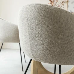 Fauteuil<Made in Meubles Fauteuil en tissu écru et pieds en métal Sandy