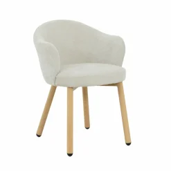 Fauteuil<Made in Meubles Fauteuil en tissu écru et pieds en métal effet bois Mayi