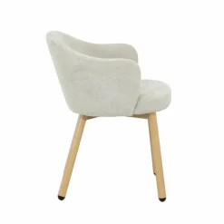 Fauteuil<Made in Meubles Fauteuil en tissu écru et pieds en métal effet bois Mayi