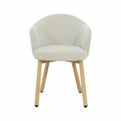 Fauteuil<Made in Meubles Fauteuil en tissu écru et pieds en métal effet bois Mayi
