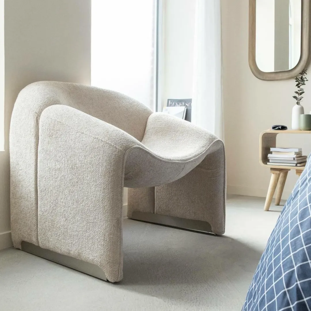 Fauteuil<Made in Meubles Fauteuil en tissu écru Théa