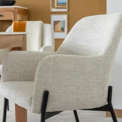 Chaise<Made in Meubles Fauteuil en tissu sable Aëlys (lot de 2)