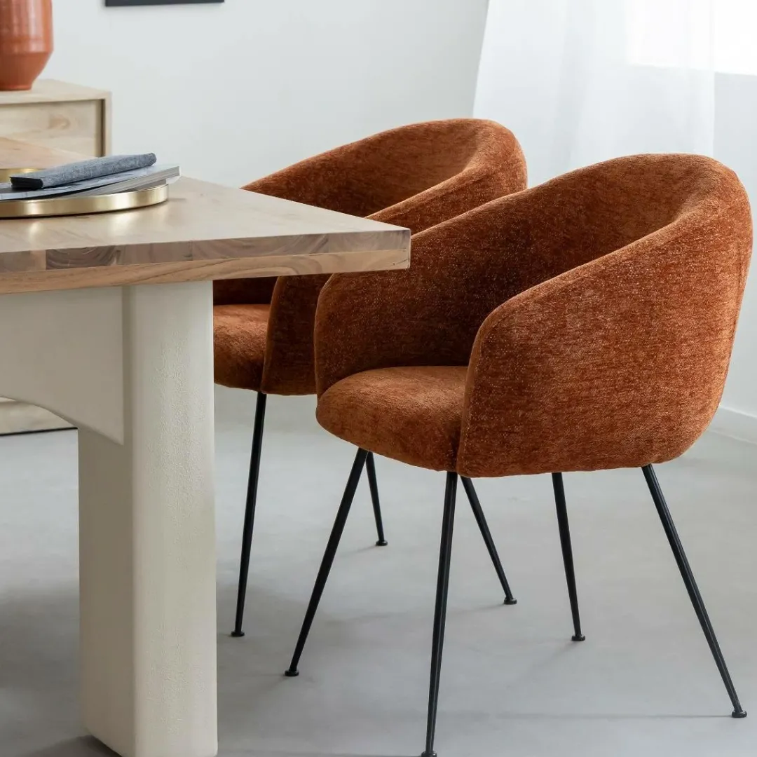 Fauteuil<Made in Meubles Fauteuil en tissu terracotta et pieds en métal Sandy