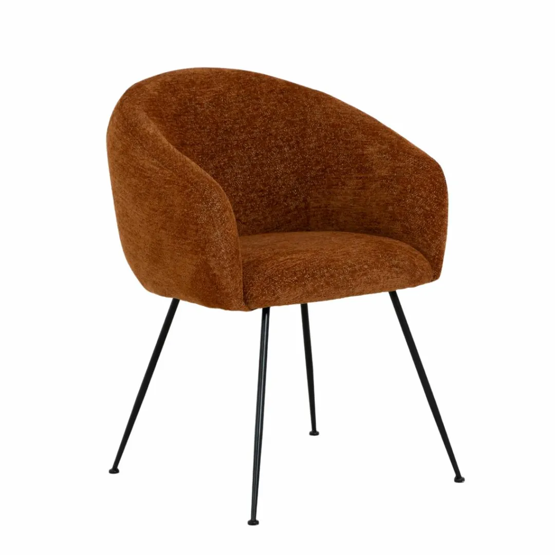 Fauteuil<Made in Meubles Fauteuil en tissu terracotta et pieds en métal Sandy