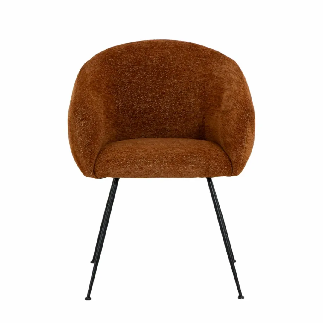 Fauteuil<Made in Meubles Fauteuil en tissu terracotta et pieds en métal Sandy