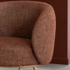 Fauteuil<Made in Meubles Fauteuil en tissu terracotta confort Orenzo