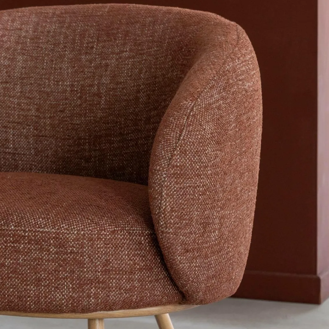 Fauteuil<Made in Meubles Fauteuil en tissu terracotta confort Orenzo