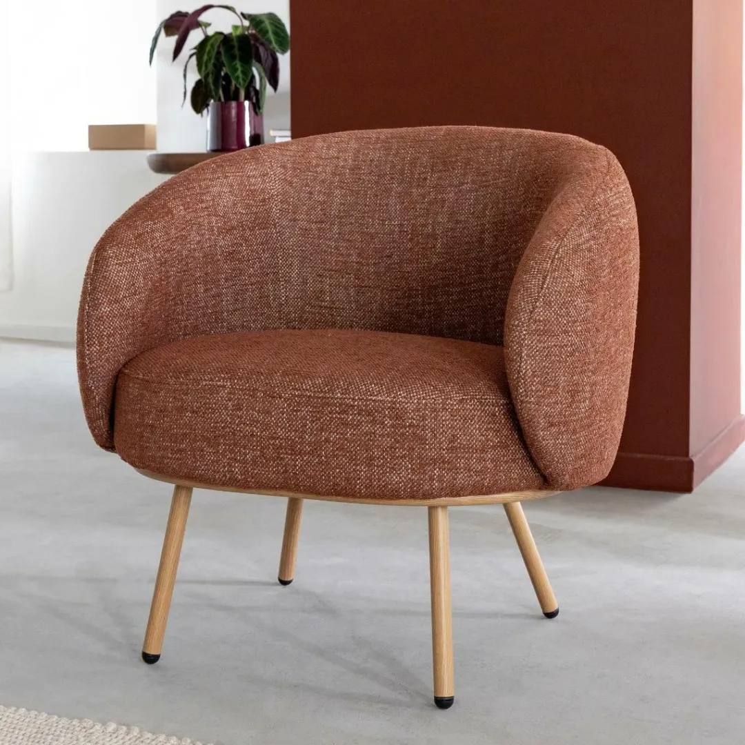 Fauteuil<Made in Meubles Fauteuil en tissu terracotta confort Orenzo