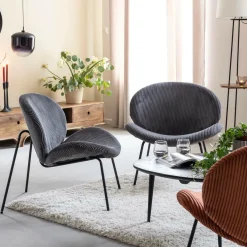 Fauteuil<Made in Meubles Fauteuil en velours gris Dorian