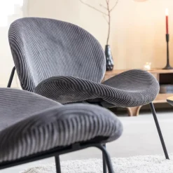 Fauteuil<Made in Meubles Fauteuil en velours gris Dorian