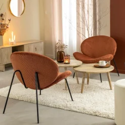 Fauteuil<Made in Meubles Fauteuil en velours terracotta Dorian
