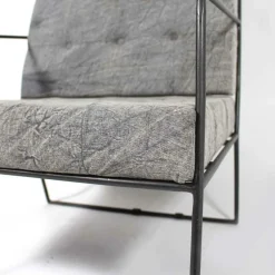 Fauteuil<Made in Meubles Fauteuil lounge en tissu bleu délavé armature métal